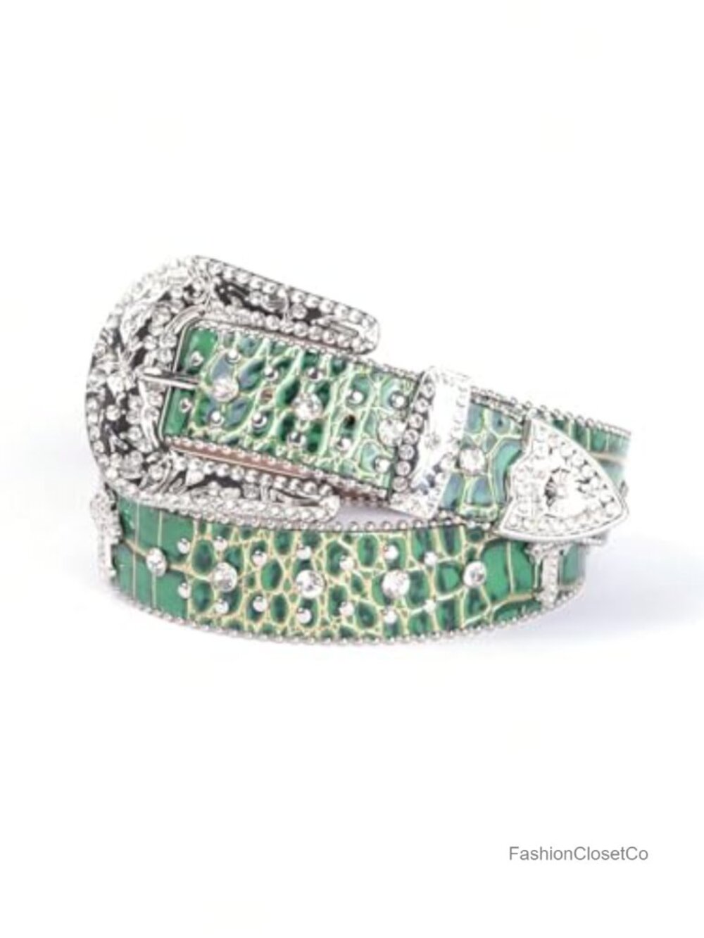 Rhinestone Western Belt for Men & Women, Faux Leather Cowboy Belt with Cross